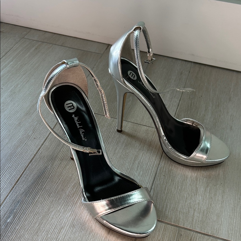 Michael Antonio Metallic Silver Heels